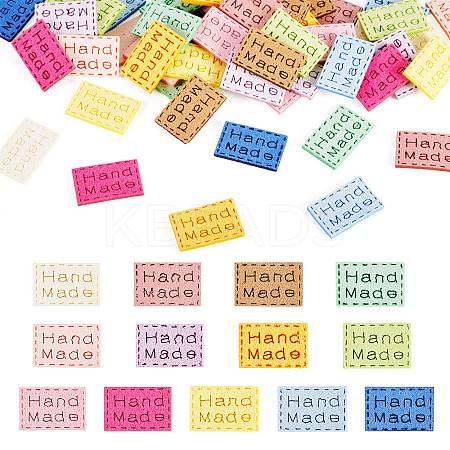 65Pcs 13 Colors Rectangle Hand Made Suede Clothing Label AJEW-TA0002-15-1