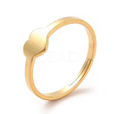 Ion Plating(IP) 201 Stainless Steel Heart Adjustable Ring for Women RJEW-F131-06G-1