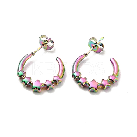 Ion Plating(IP) 304 Stainless Steel Star Stud Earring EJEW-P202-04MC-1