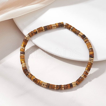 Natural Tiger Eye Beads Stretch Bracelet for Women BJEW-JB13215-03-1