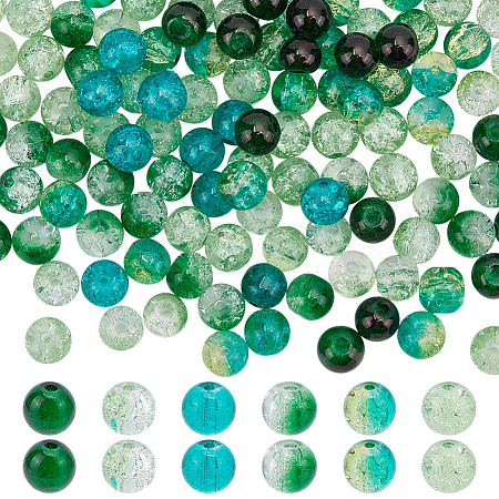 240Pcs 6 Colors Spray Printed Crackle Glass Beads CCG-HY0001-02B-1