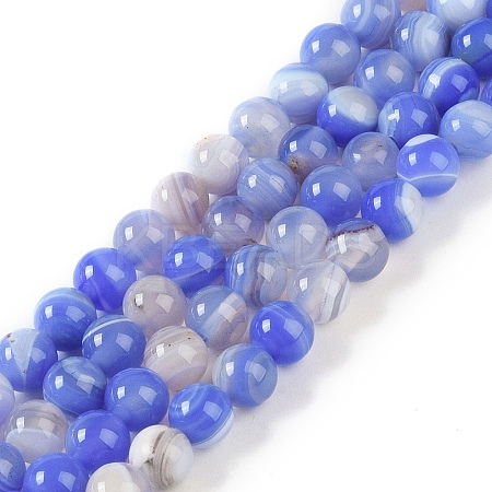 Natural Striped Agate/Banded Agate Beads Strands G-Z060-A01-A20-1