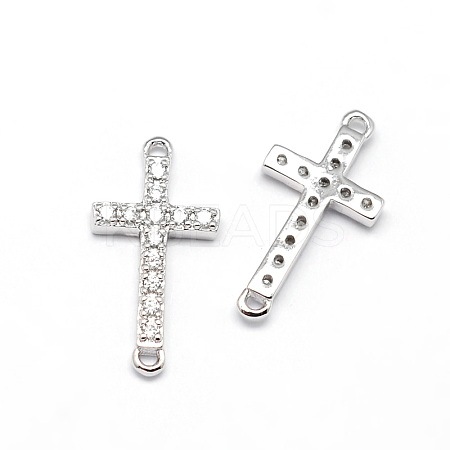 Latin Sideways Cross Brass Micro Pave Cubic Zirconia Links ZIRC-E010-04P-1