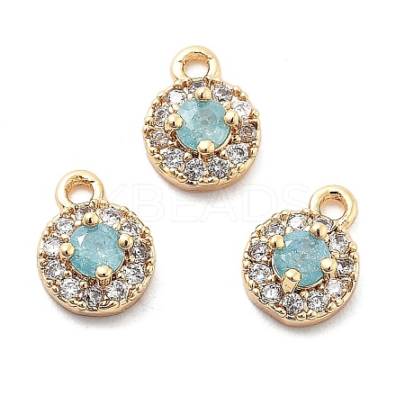Brass Micro Pave Cubic Zirconia Charms KK-L222-001G-01-1
