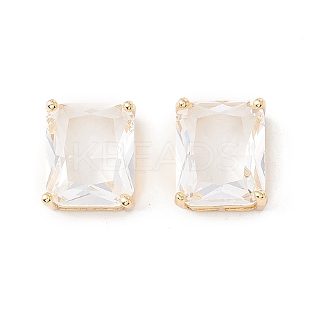Rack Plating Brass Glass Multi-strand Links ZIRC-I057-30G-01-1