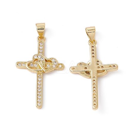 Rack Plating Brass Micro Pave Cubic Zirconia Pendants X-ZIRC-C040-45G-02-1