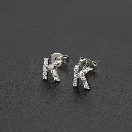 Brass Micro Pave Clear Cubic Zirconia Stud Earrings FS-WGC2F12-11-1