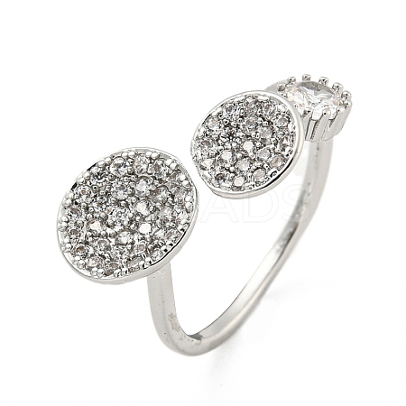 Brass Micro Pave Cubic Zirconia Cuff Rings RJEW-I103-099P-1