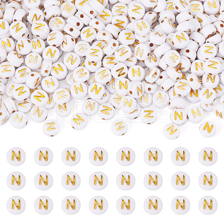 500Pcs Plating Acrylic Beads PACR-TADJ0001-01N-1