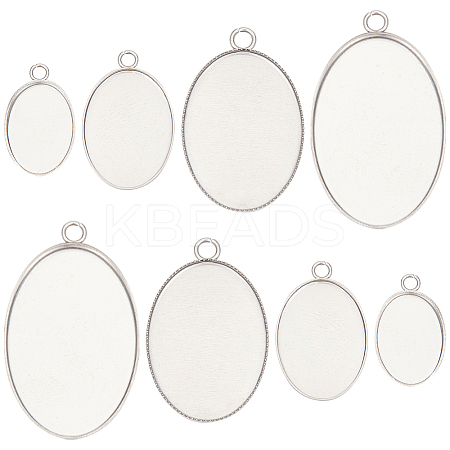 40Pcs 4 Styles 304 Stainless Steel Pendant Cabochon Settings STAS-SC0006-18-1