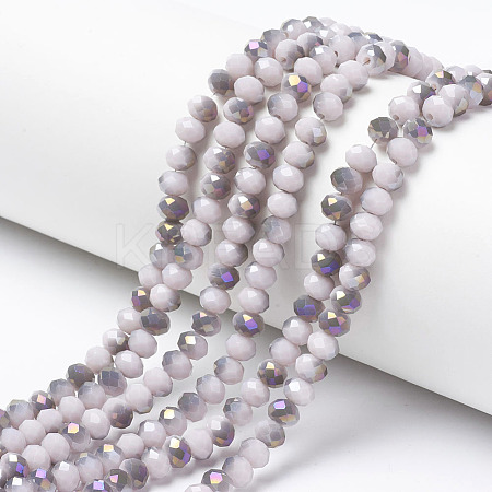 Electroplate Opaque Glass Beads Strands X-EGLA-A034-P6mm-F17-1