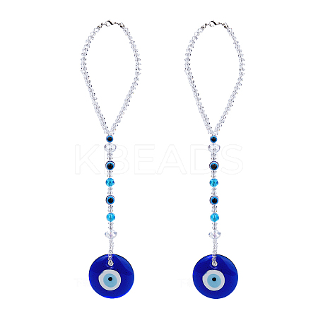 2Pcs Blue Lampwork Evil Eye Car Hanging Ornament HJEW-DC0001-13-1