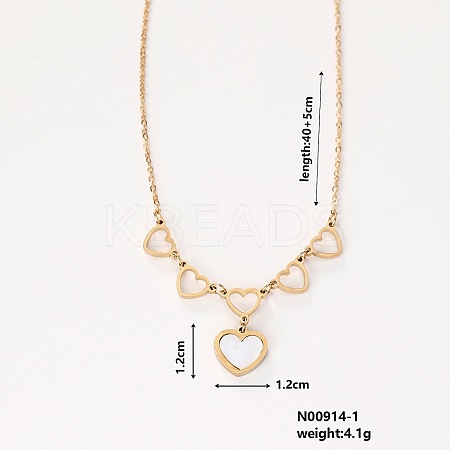 Stylish 304 Stainless Steel & Plastic Heart Pendant Necklaces II9512-1-1