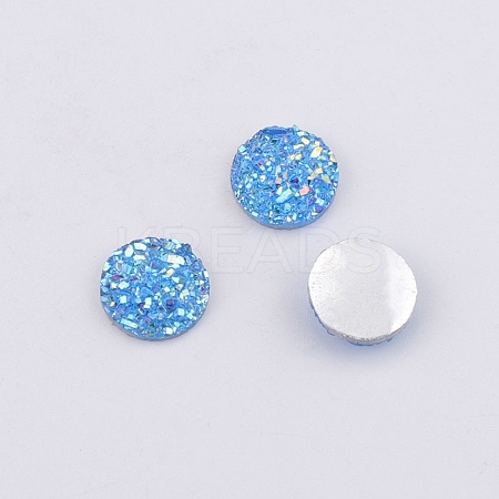 Druzy Resin Cabochons RESI-WH0026-03A-04-1