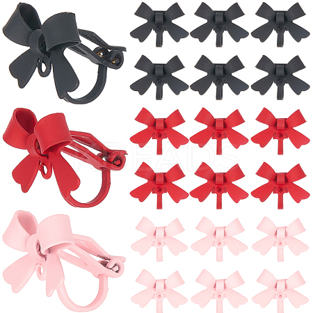 30Pcs 3 Colors Spray Printed Alloy Bowknot Clip-on Earrings EJEW-SP0001-11-1