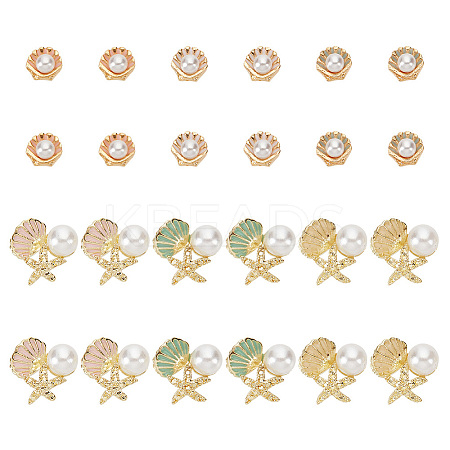 24Pcs 6 Styles Alloy Enamel Cabochons MRMJ-GO0001-06-1