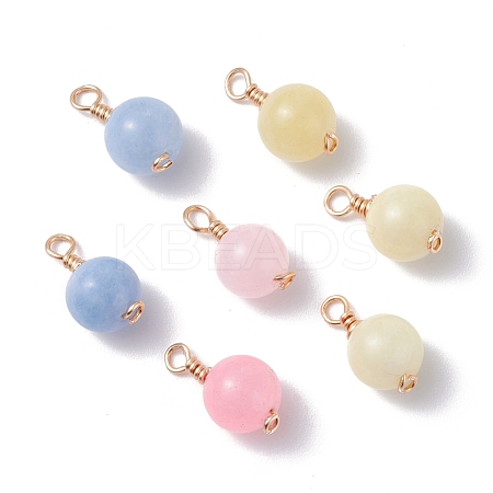 Natural & Dyed White Jade Wire Wrapped Pendants PALLOY-JF01146-1