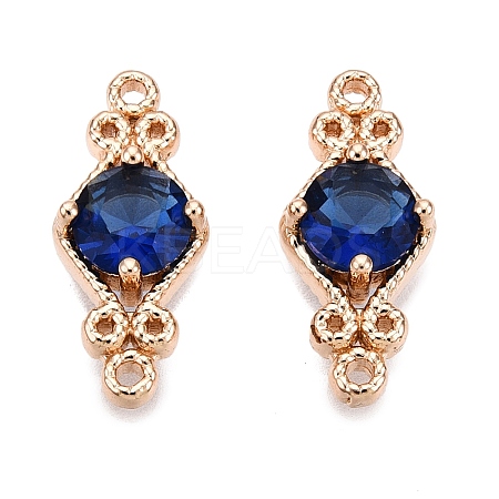 Brass Pave Faceted Glass Connector Charms X-FIND-T070-03C-1