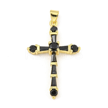 Cross Rack Plating Brass Cubic Zirconia Pendants KK-Z053-13G-02-1