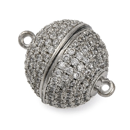 Brass Micro Pave Clear Cubic Zirconia Magnetic Clasps KK-A230-02A-P-1