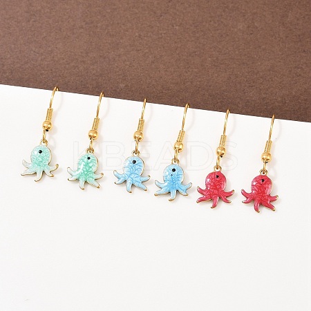 Ocean Series 304 Stainless Steel Enamel Dangle Earrings EJEW-K017-01D-G-1