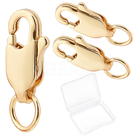 20Pcs Rack Plating Brass Lobster Claw Clasps with Jump Rings KK-BBC0009-97-1