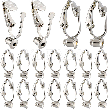 40Pcs Brass Clip-on Earring Converters Findings KK-SC0004-70P-1