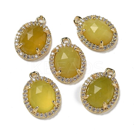 Natural Korean Jade Faceted Oval Pendants G-I375-02G-02-1