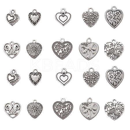 50Pcs 10 Style Tibetan Style Alloy Pendants FIND-CJ0001-16-1