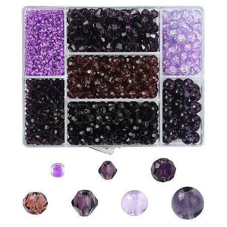 7 Styles Transparent Glass Beads EGLA-YW0003-91C-1