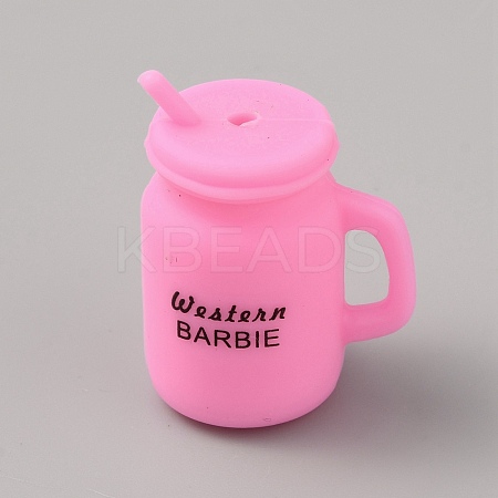 Straw Cup with Word Food Grade Eco-Friendly Silicone Focal Beads LS-SIL-WH0018-23A-1