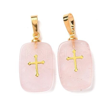 Natural Rose Quartz Pendants G-G461-06G-08-1