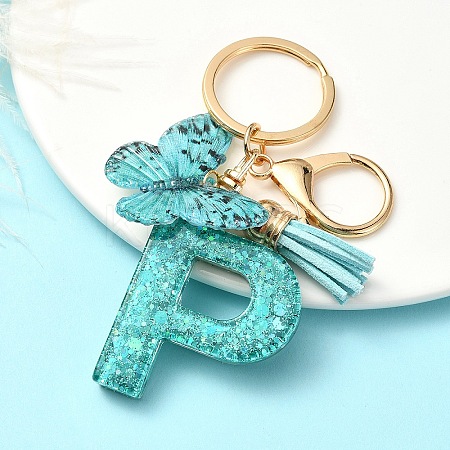 Resin & Acrylic & Faux Suede Tassel Keychain X1-KEYC-YW00119-16-1