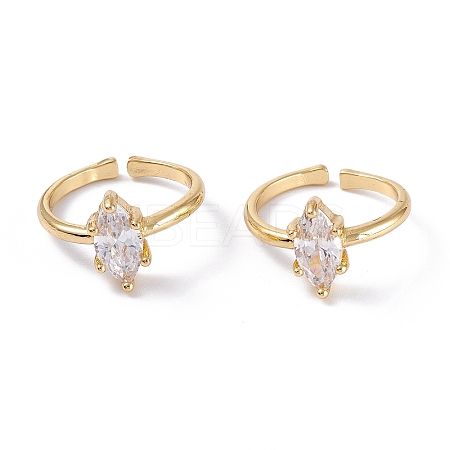 Brass Micro Pave Cubic Zirconia Cuff Rings RJEW-M138-15G-A-1