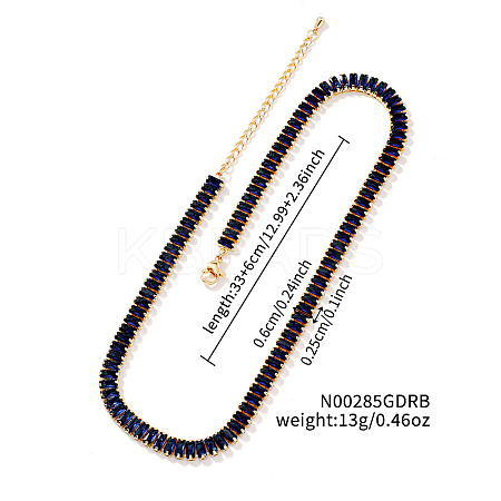 Brass Pave Rectangle Cubic Zirconia Tennis Necklaces for Women LS-PW2283-3-1