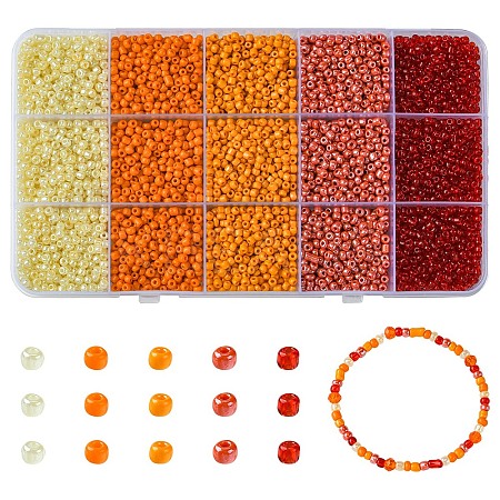 225G 5 Colors 8/0 Glass Seed Beads SEED-YW0002-55-1