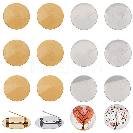 20Pcs 2 Colors PVD Vacuum Plating 304 Stainless Steel Brooch Cabochon Settings STAS-BBC0007-27-1