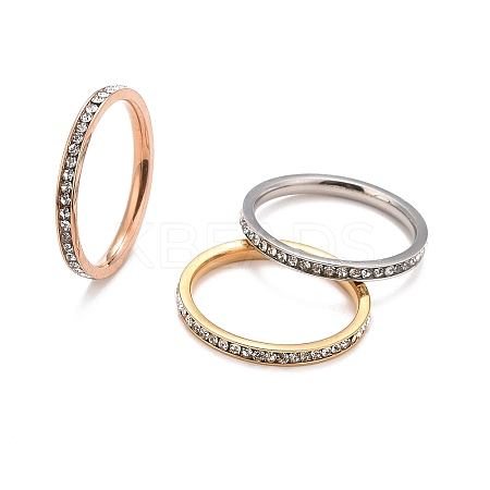 304 Stainless Steel Rhinestone Rings Set STAS-D178-02B-1