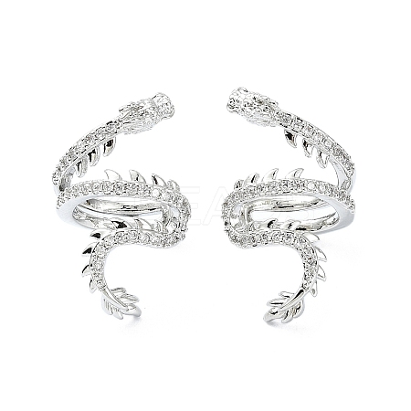 Rack Plating Brass Micro Pave Cubic Zirconia Cuff Earring EJEW-C086-16P-1