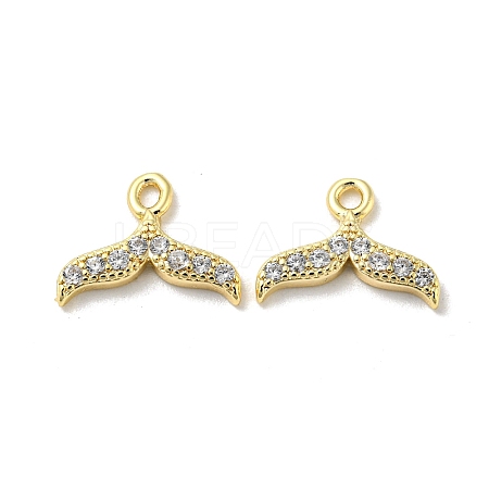 Brass Micro Pave Clear Cubic Zirconia Charms KK-H460-36G-1
