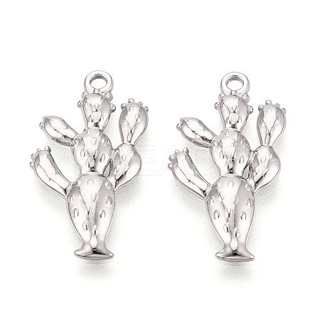 304 Stainless Steel Cactus Pendants STAS-T067-47P-1