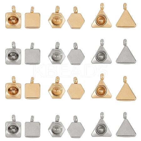 304 Stainless Steel Pendant Rhinestone Settings STAS-UN0011-07-1