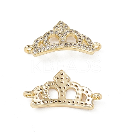 Brass Micro Pave Clear Cubic Zirconia Connetor Charms KK-E068-VB047-1