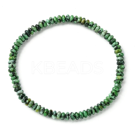 Natural African Turquoise(Jasper) Flat Round Beaded Stretch Bracelets for Women BJEW-JB09717-08-1