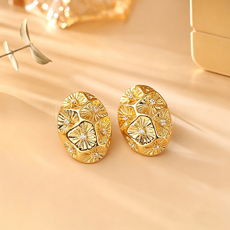 Brass Micro Pave Cubic Zirconia Stud Earrings WG8AE94-01-1