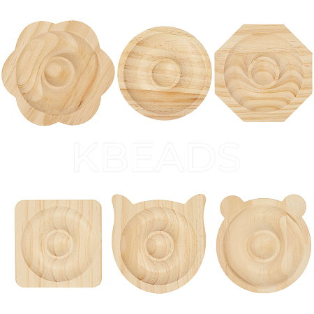 6Pcs 6 Styles Beech Wooden Jewelry Bracelet Finger Ring Diplay Holder Tray ODIS-BBC0001-03B-1