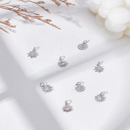 8Pcs 4 Styles Brass Charms KK-LP0004-12P-1