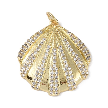 Rack Plating Brass Micro Pave Clear Cubic Zirconia Pendants X-KK-E110-03G-1