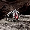 Punk 316L Surgical Stainless Steel Oval Red Corundum Rings For Men RJEW-BB01158-11-3