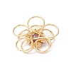 4Pcs 4 Styles Natural Amethyst & Quartz Crystal & Green Aventurine & Carnelian Round Copper Wire Wrapped Flower Pendants PALLOY-TA00258-5